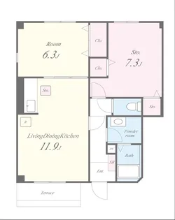 サンハイツ湖西II【1階】の間取り