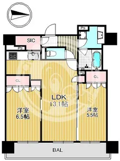 ブランズタワー御堂筋本町【23階】の間取り