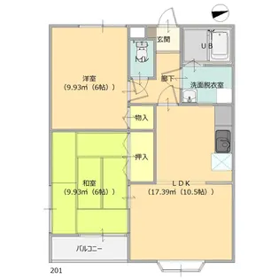 タツミヤハイツ【2階】の間取り