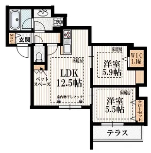 仮称 粕谷1丁目メゾン西棟【1階】の間取り