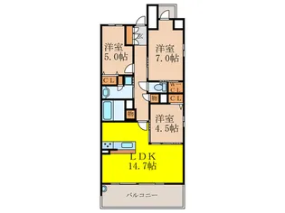エスリード箕面船場阪大前【3階】の間取り