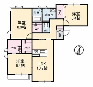 シャーメゾンイーハトーヴ【3階】の間取り