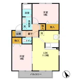 ディアクレスト B【1階】の間取り