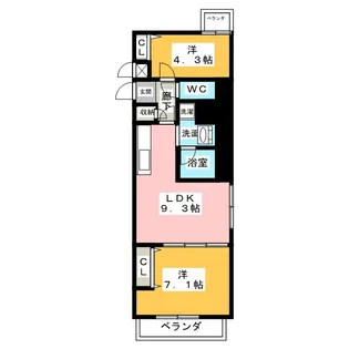 プレサンス丸の内フォート【14階】の間取り