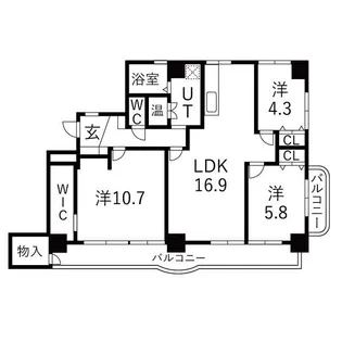 花京院マンション【9階】の間取り