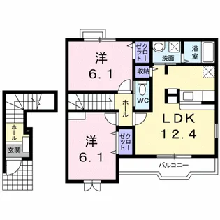 ベルファニー楠A【2階】の間取り