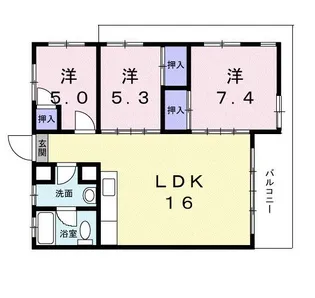 丸勝マンション【4階】の間取り