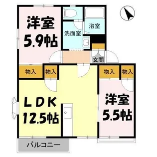 ライフタウニーB街区 6号棟【1階】の間取り