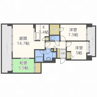 クリーンリバーフィネス札幌【1階】の間取り