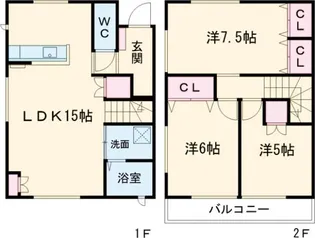 平松本町メゾネットIIIの間取り