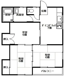 グリーンハイツE(小名浜岡小名)【2階】の間取り