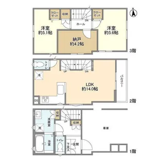 埼玉県草加市谷塚町【一戸建】の間取り