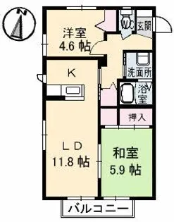 ハピネスあかだ【1階】の間取り