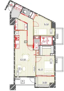 東京都渋谷区桜丘町【マンション】の間取り