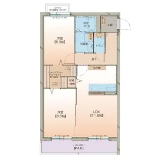 クロワサンス【1階】の間取り