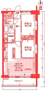 フロール元住吉1番館【5階】の間取り