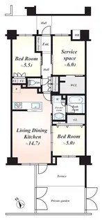 イニシア調布【1階】の間取り