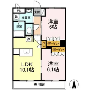 Corpoさくら B棟【1階】の間取り