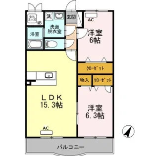 マリベールはさま【2階】の間取り