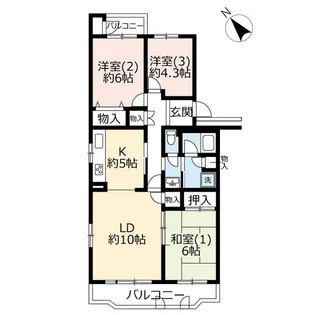 URパールハイム若葉【4階】の間取り