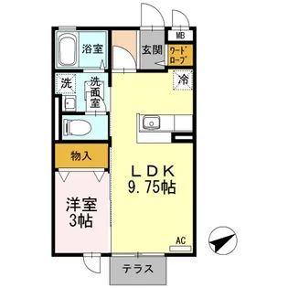 スリーエイト扇【1階】の間取り