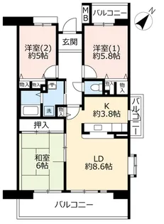 UR香里ヶ丘みずき街【4階】の間取り