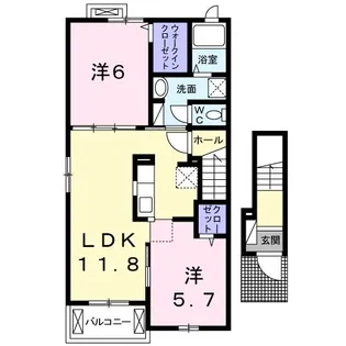 ワイズルームB【2階】の間取り