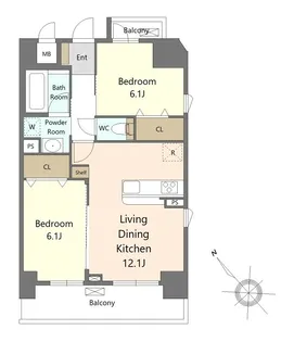 LUANA K TOWER【10階】の間取り