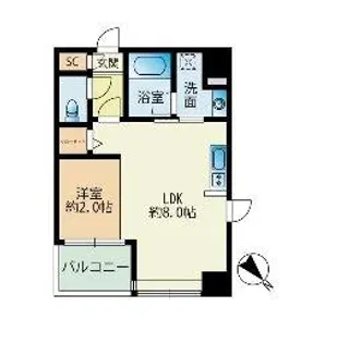 サニークレスト薬院【8階】の間取り