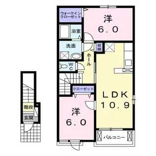 広島県福山市御幸町大字下岩成【アパート】の間取り