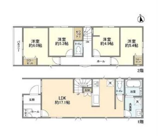 東京都国立市青柳2【一戸建】の間取り