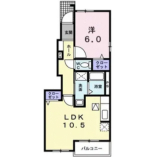 ウエスト エアリー II A【1階】の間取り