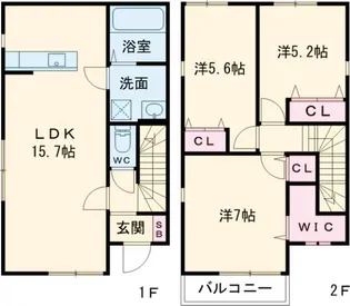 茨城県つくば市谷田部【一戸建】の間取り