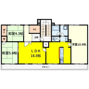 高槻野村マンション【1階】の間取り