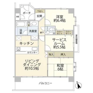 ダイアパレス茅ヶ崎浜之郷【2階】の間取り