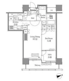 レジディアタワー目黒不動前【6階】の間取り
