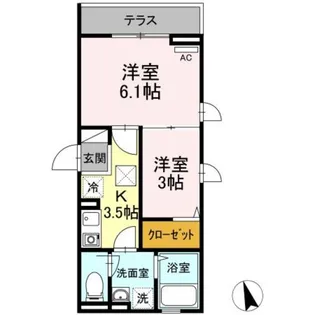 グランメール聖蹟【1】【1階】の間取り