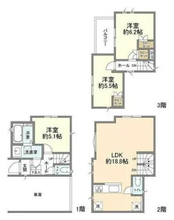 神奈川県横浜市神奈川区六角橋6【一戸建】の間取り