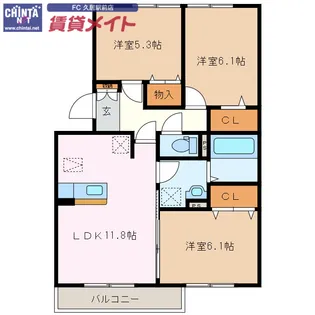 グランドマーニ A棟【1階】の間取り