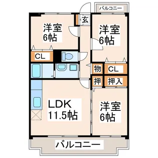 ベルメゾン長嶺【3階】の間取り