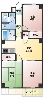 ベルジュールオーシャン【1階】の間取り