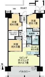 ポレスター熊本新町レジデンス【10階】の間取り