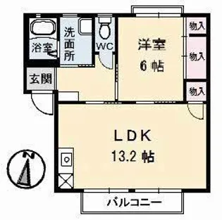 コーポ瀬戸見【1階】の間取り