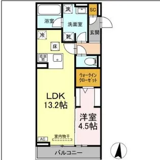 セレスティア高畑【1階】の間取り