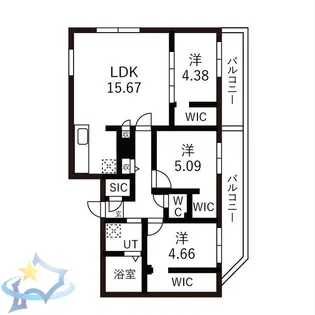 Villa Aura【5階】の間取り