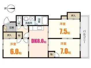 的場レジデンス【3階】の間取り