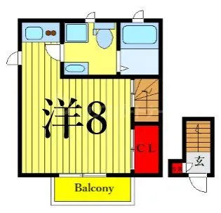 タウンカテッジ鹿骨【2階】の間取り