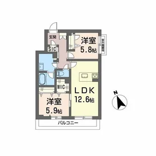 メゾンドノアール【2階】の間取り