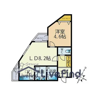 1DKの間取り画像