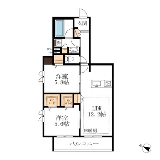 Chloe West(クロエウェスト)【4階】の間取り